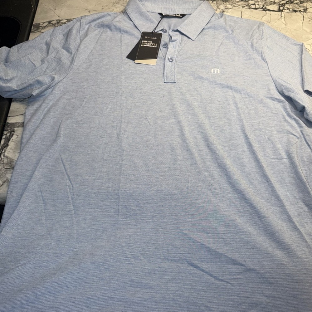 Travis Mathew Men's XXL Polo Shirt Blue Lightweight NEW